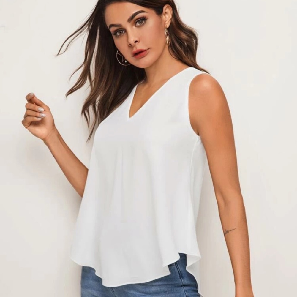 SHEIN white v neck top size M